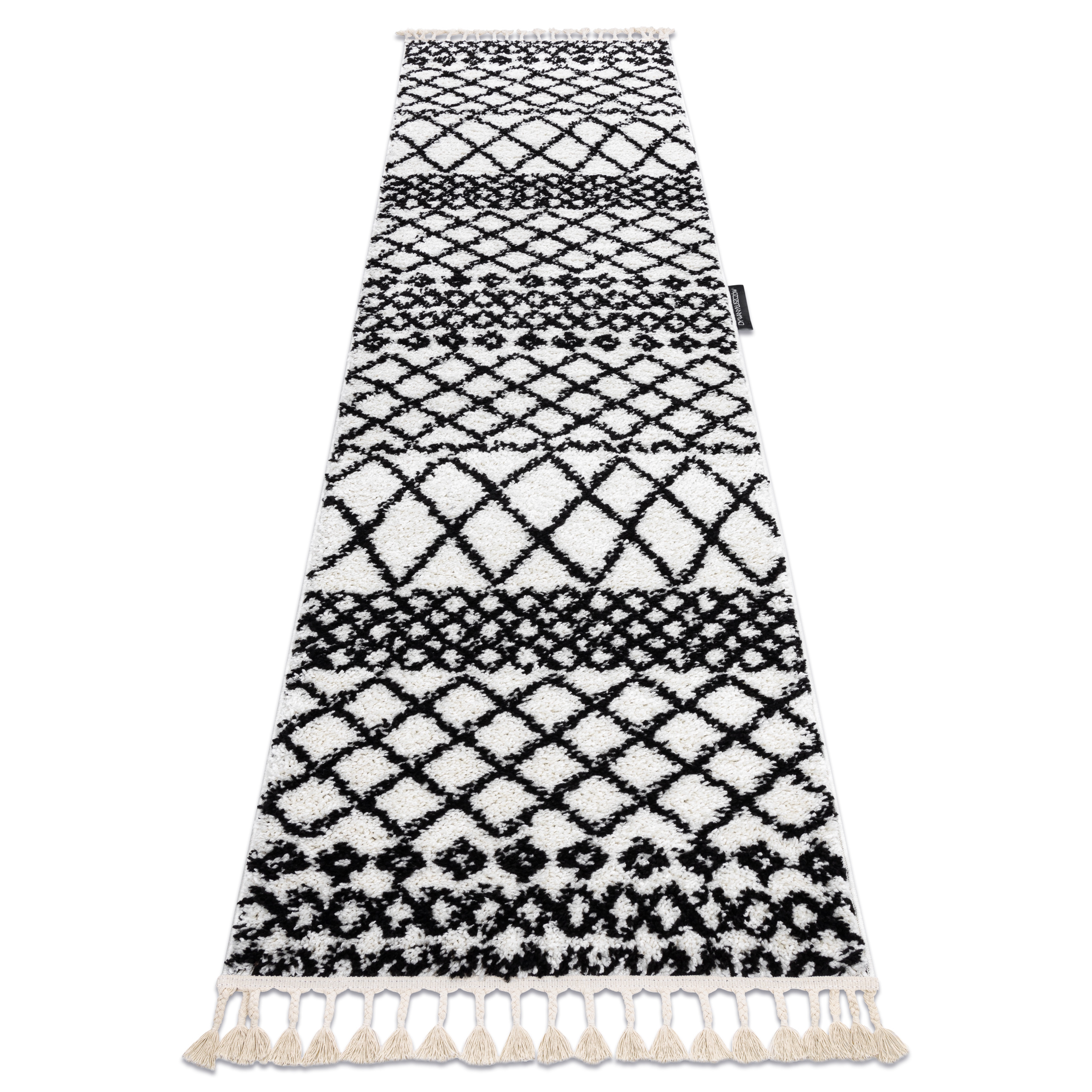 Sala SAFI Bianca 60x200 cm Marocchino Stile berbero Tappeto Berber Shaggy RugsX Passatoia Corridoio per Cucina Frange